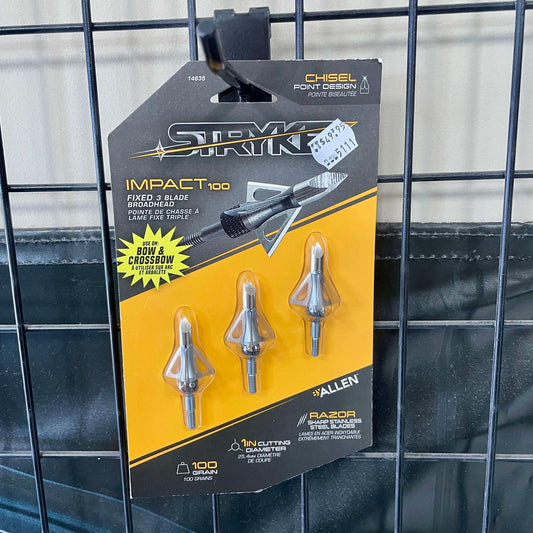 Stryke Impact 100gn Fixed 3 Blade Broadhead 3pk