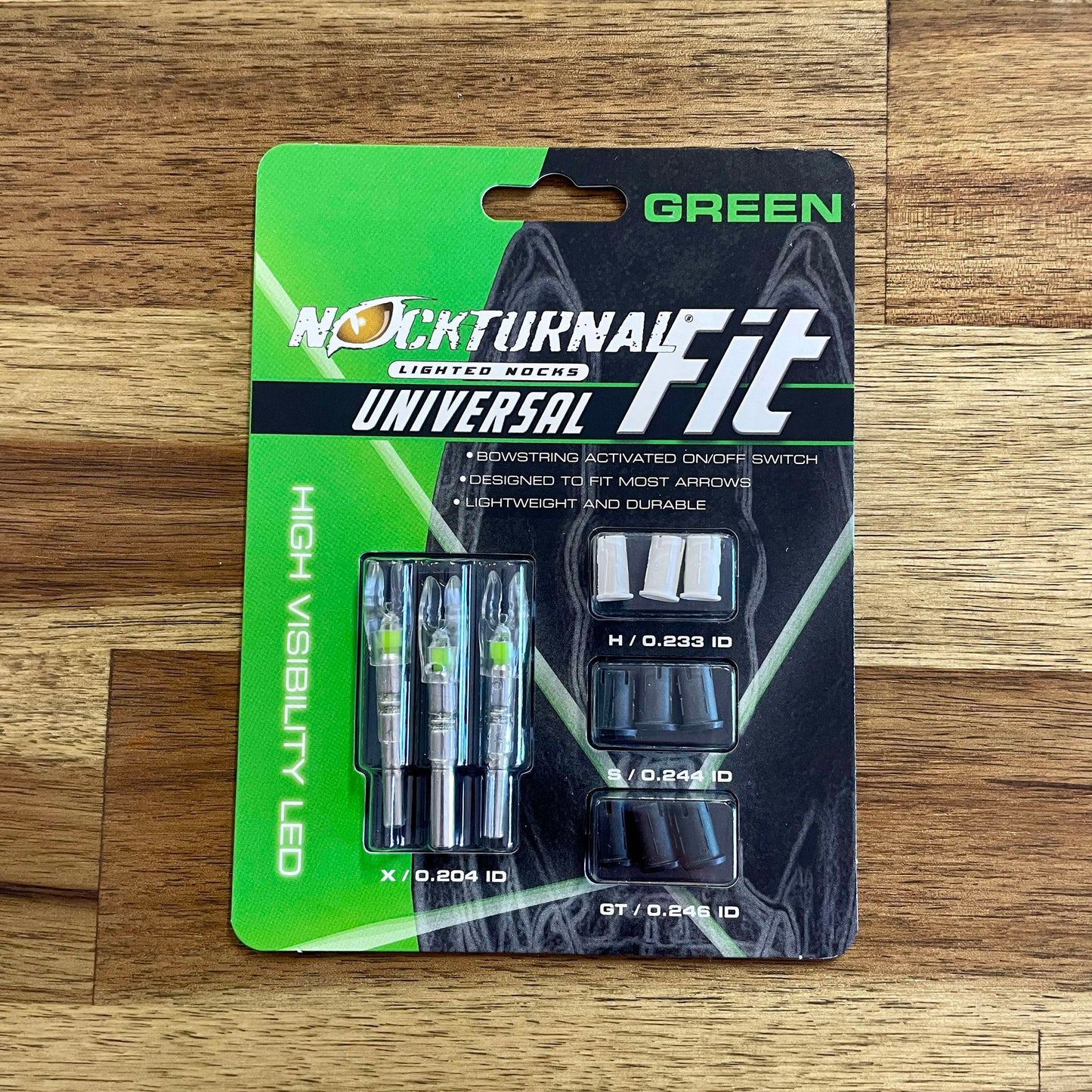 Nockturnal Fit Universal Lighted Nocks System Green 3 pk.