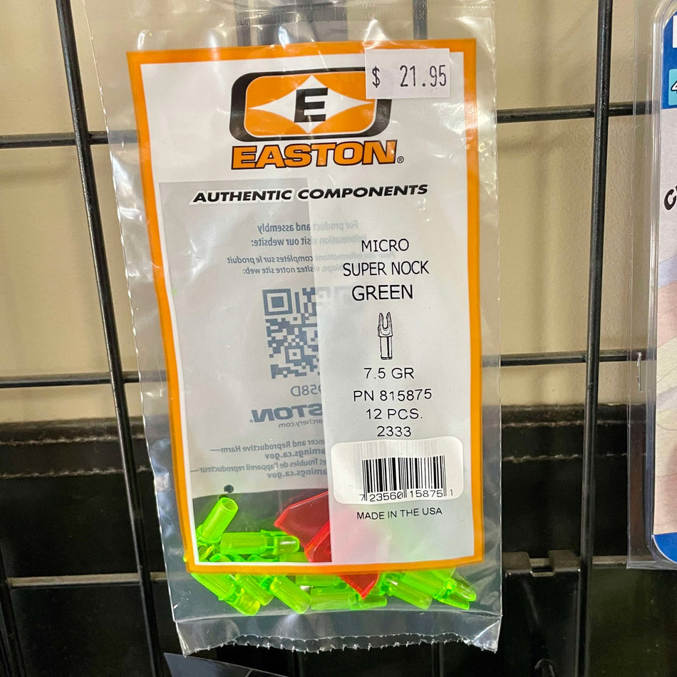 Easton 6.5mm MicroLite Super Nocks Green 12 pk.